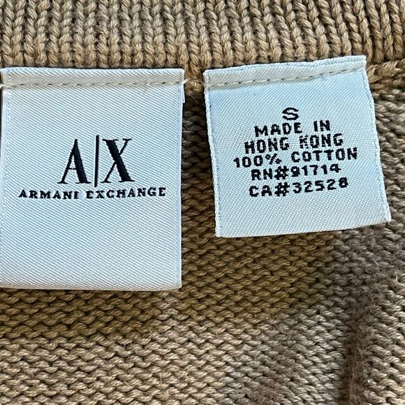 A/X Armani Exchange Tan Full Zip Mock Neck Long Sleeve Sweater Sz S - Picture 6 of 8
